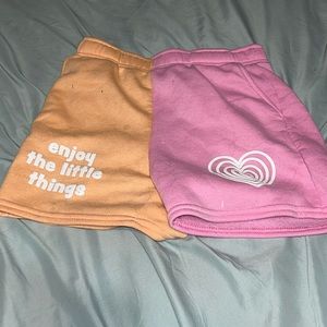 Pink and orange sweat shorts